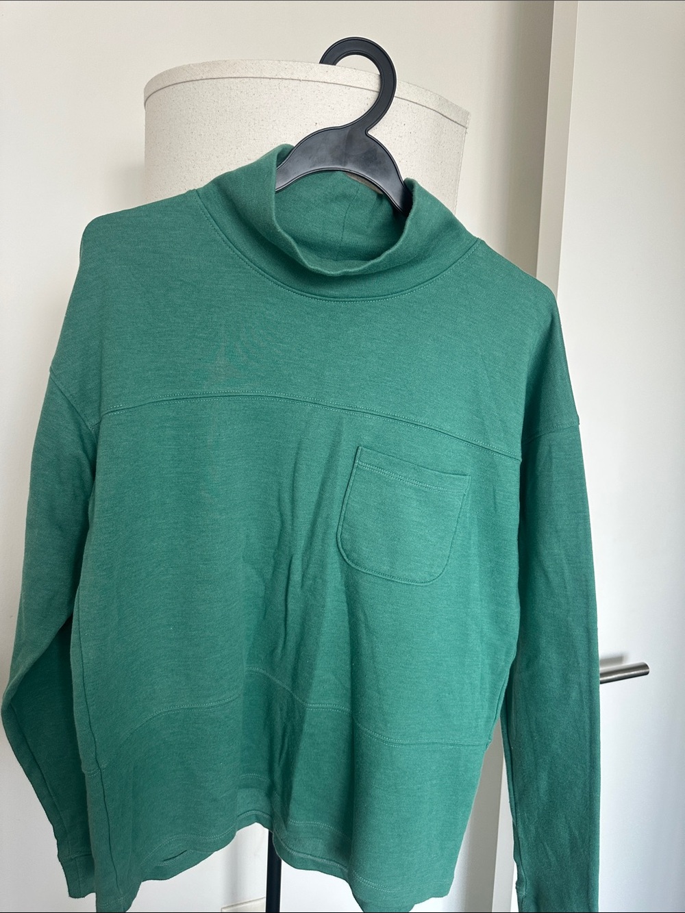 Women’s Green Turtleneck Sweater with Chest Pocket